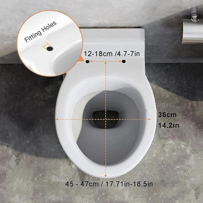 Toilet Seat Elongated Open Front with Soft Close Lid, Quick Release for Easy Clean, Anti-Slip Bumpers, Durable White PP Plastic, Fits Standard Oblong Toilets