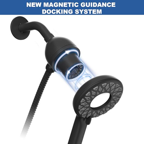 Engage Magnetic Shower Head with Handheld Sprayer, 6 Handheld Shower Head Spray Functions, Matte Black Finish, 26100EPBL