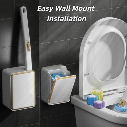 Disposable Toilet Brush and Holder,Cleaning Supplies,Deep Cleaning,Wall Mount Toilet Cleaning System,1 Toilet Wand + 18 Toilet Brush Refill (Ocean Blue Package) - color: Ocean Blue Package