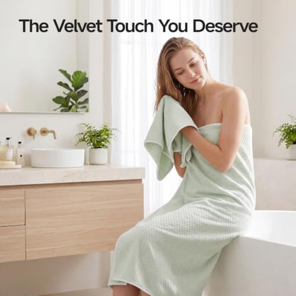 ecolook Microfiber Towel Set of 6, Green | Ultra-Soft, Oversized, Absorbent & Quick-Drying | 2 Bath Sheets, 2 Hand, 2 Washcloths - color: Green