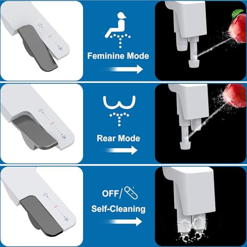 Ultra Slim Bidet Attachment for Toilet Seat, Dual Nozzle Rear and Feminine Wash, Self Cleaning Sprayer, Non Electric Bidet with Adjustable Water Pressure, Brass Inlet, Easy Installation - color: Apple Gray-11