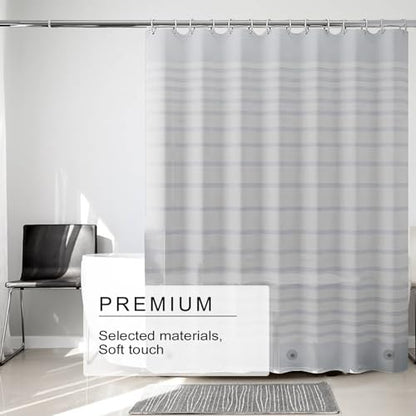 TIKABC Shower Curtain Liner, 4G PEVA Shower Liner, Plastic Waterproof Shower Curtains, 72x72 inch with Grommet Holes 3 Magnetic Weights - color: Horizontal Stripe