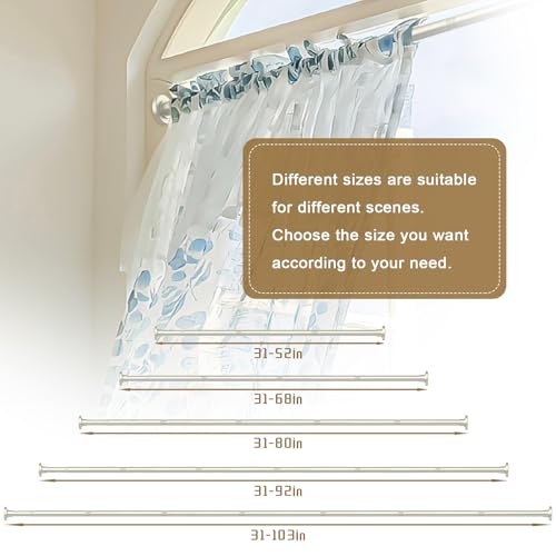 GXOACKJ Brushed Nickel Shower Curtain Rods - 31-92 Inch Spring Tension Shower Rods for Bathroom, Adjustable, No Drilling, No Rust, Stainless Steel - color: Brushed Nickel, size: 31-92''