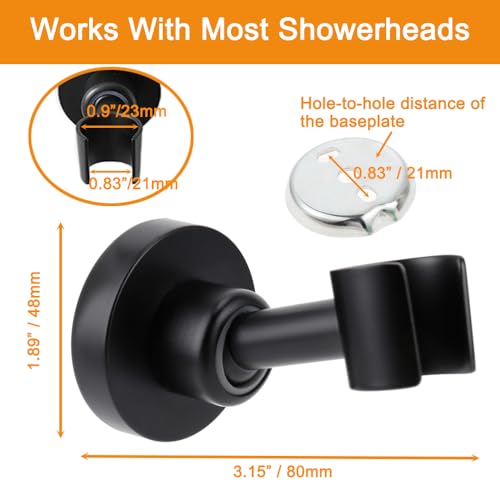 Shower Head Holder All Metal Handheld Shower Wand Bracket Adjustable Handheld Shower Head Holder Wall Mount Shower Wand Bracket Matte Black Finished - style: Black