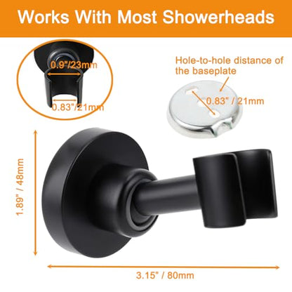 Shower Head Holder All Metal Handheld Shower Wand Bracket Adjustable Handheld Shower Head Holder Wall Mount Shower Wand Bracket Matte Black Finished - style: Black