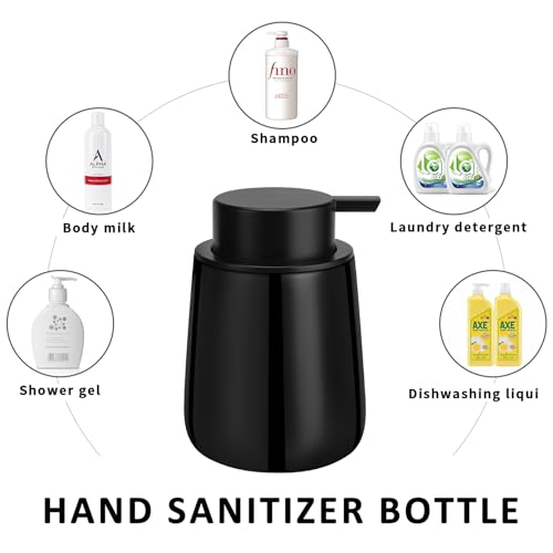 Soap Dispenser Ceramic with Easy-to-Press Pump Hand Lotion Liquid Dispenser for Shampoo Bathroom Kitchen 12 oz - color: Shinyblack