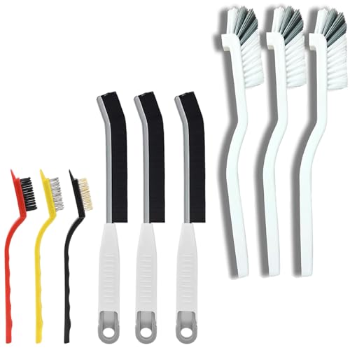 9 Pcs Hard Bristle Crevice Cleaning Brushes for Household Use | Gap Cleaning Brush Multifunctional Small Corner Cleaning Brush Set Tool for Groove Window Tracks Bathroom Kitchen