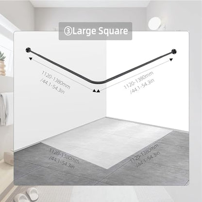 L Shaped Shower Curtain Rod, (44.1"-54.3"x44.1"-54.3") Adjustable Curved Shower Rod, 90 Degree Corner Shower Rods for Bathroom Bathtub Clothing Store Locker, locker rooms, fitting rooms, Black - size: 44.1"-54.3"x44.1"-54.3"