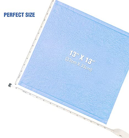 Washcloths 12 Pack 13" x 13" - Soft Wash Cloths for Your Face Towel, Wash Cloths for Your Body (White+Blue) - color: White+blue