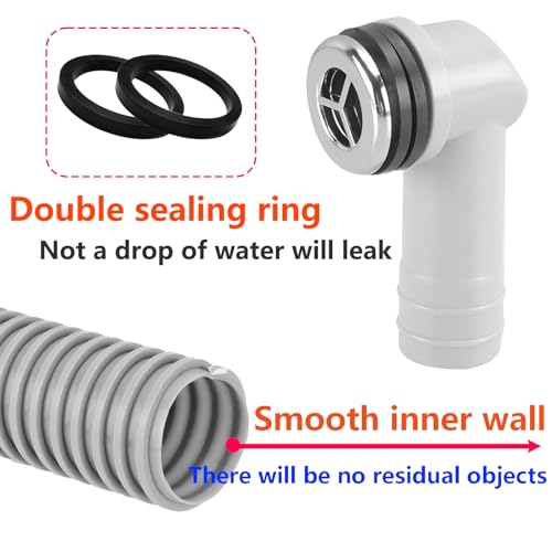 QRITY 1 PCS Overflow Pipe, 29x29mm Round Interface, Kitchen Sink Drain Pipe Kit, Silver, ABS Plastic, Bathroom Sink Overflow Head, 450mm Length - style: Style-B