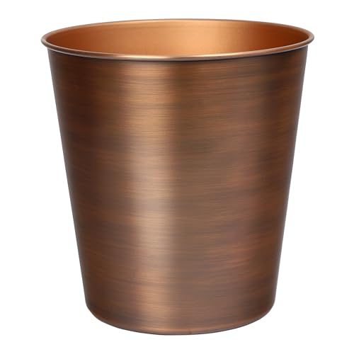 happimess Nolan 2 Gal Smooth Steel Wastebasket, Antique Copper | 10" Height, Lidless Open Top, Fingerprint Resistant, Copper-Plated Finish, Small Space Design - color: Antique Copper, size: Set of 1