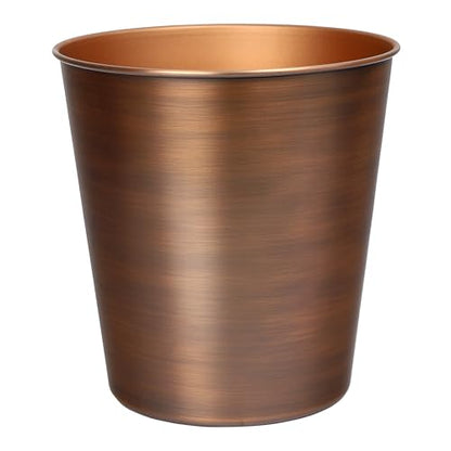 happimess Nolan 2 Gal Smooth Steel Wastebasket, Antique Copper | 10" Height, Lidless Open Top, Fingerprint Resistant, Copper-Plated Finish, Small Space Design - color: Antique Copper, size: Set of 1