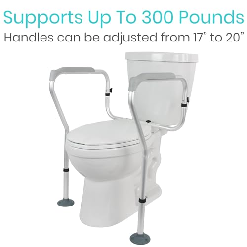 Vive Toilet Frame Rail for Elderly & Disabled - Adjustable Grab Bar Rail | With Arms, Safety Support Handles for Seniors, Handicap Bathroom Mobility Aids, Sit to Stand Assist to Help Adults Get Up