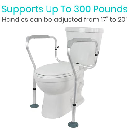 Vive Toilet Frame Rail for Elderly & Disabled - Adjustable Grab Bar Rail | With Arms, Safety Support Handles for Seniors, Handicap Bathroom Mobility Aids, Sit to Stand Assist to Help Adults Get Up
