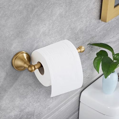 Brass Toilet Paper Holder Towel Ring, Antique Brass Towel Holder Toilet Paper Roll Holder, Rustic Towel Rack Bathroom Accessories Set Hardware 2 Pieces Farmhouse Wall Mounted - color: Antique