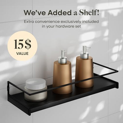 Brushed Nickel Bathroom Accessories Set with 15.7" x 5.9" Shelf, 6 Pcs (5+Shelf) - color: Brushed Nickel