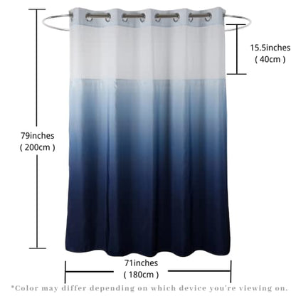 71" W x79 L Hook Free Fabric Shower Curtain with Polyester Snap-in Liner with Magnets–Hotel Quality Top See Through Gradient Blue - color: Gradient Blue, size: 71"W x 79"L (Pack of 1)