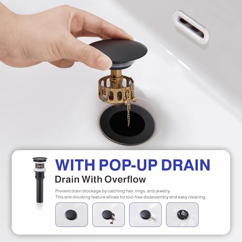 Bathroom Faucet with Sprayer, Matte Black Single Hole with Pop-Up Drain | Kablle Single Handle Pull Out 1 or 3 Hole Laundry Bar Basin Faucet with Deck Plate, KBL-7002B-CL - color: Matte Black