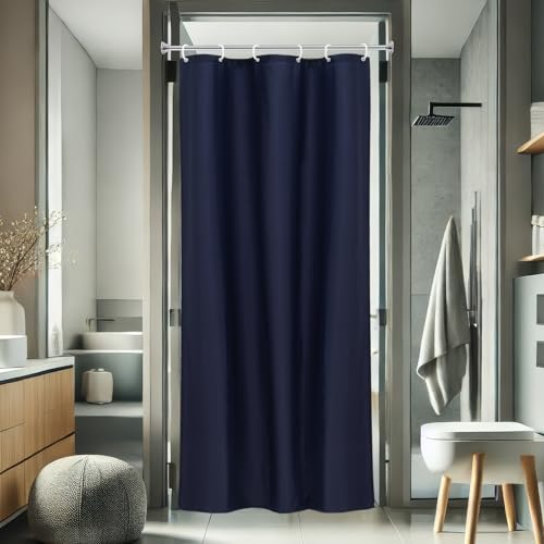 AooHome Small Shower Curtain Liner, Polyester Soft Solid Color Shower Curtain with Hooks for Hotel, Weighted Hem, Water Repellent, Navy Blue, 36x72 inch - color: Navy Blue, size: 36"W x 72"L (Pack of 1)
