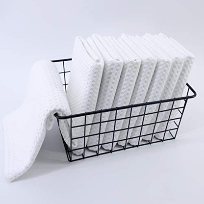 POLYTE Ultra Premium Microfiber Kitchen Dish Hand Towel Waffle Weave, 8 Pack (16x28 in, White) - color: White, size: 16x28 in
