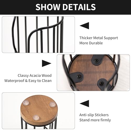 2PCS Bathroom Cup Dispenser with Acacia Wood Stand - Essential Bathroom Accessories for Toothbrush Holders & Mouthwash Cup Dispenser on Vanity Countertops Black - color: 2 Pack Black