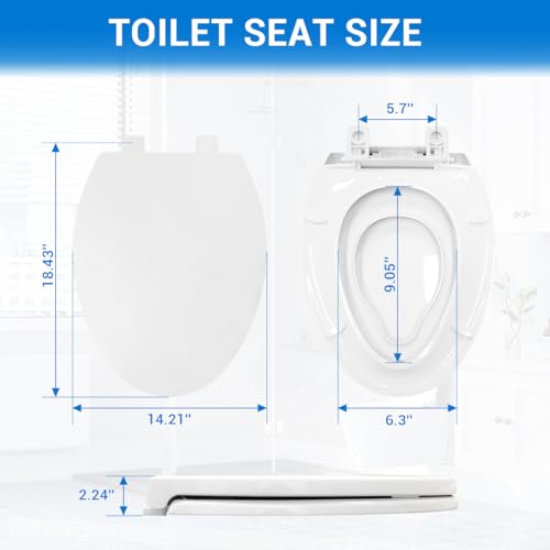 Elongated Toilet Seat with Built-In Toddler Seat 18.5" - Soft Close for Child & Adult, Potty Training Seat, Durable PP Toilet Seat, Easy Installation & Removal, Fits Most Toilet Bowls - size: Elongated Standard 18.5"