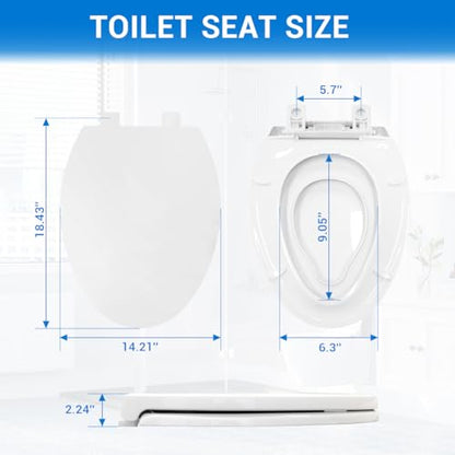 Elongated Toilet Seat with Built-In Toddler Seat 18.5" - Soft Close for Child & Adult, Potty Training Seat, Durable PP Toilet Seat, Easy Installation & Removal, Fits Most Toilet Bowls - size: Elongated Standard 18.5"