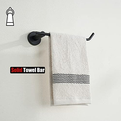 JQK Black Hand Towel Holder, Stainless Steel Towel Bar for Bathroom, 9 Inch Necklace Holder Matte Black Wall Mount, TR100-PB - color: Black, size: 9 Inch (Right)