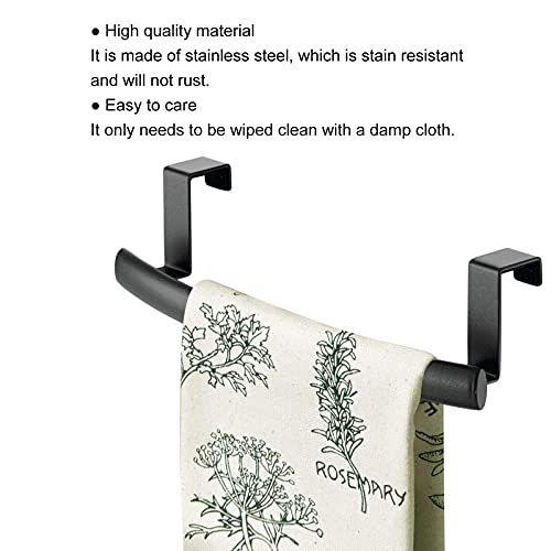 GOTOTOP Black Towel Holder Rack, 430 Stainless Steel Cabinet Door Towel Bar 23CM, No Drill Over Door Design, Space Saving for Bathroom Kitchen Home Hotel Hand or Dish Towels (23CM) - size: 23CM