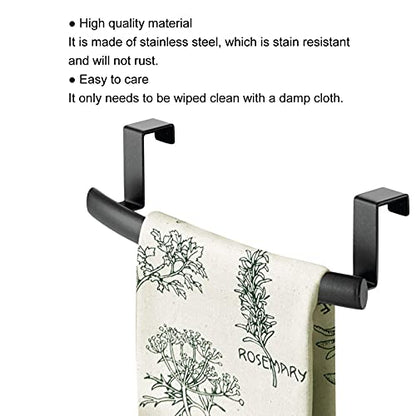 GOTOTOP Black Towel Holder Rack, 430 Stainless Steel Cabinet Door Towel Bar 23CM, No Drill Over Door Design, Space Saving for Bathroom Kitchen Home Hotel Hand or Dish Towels (23CM) - size: 23CM