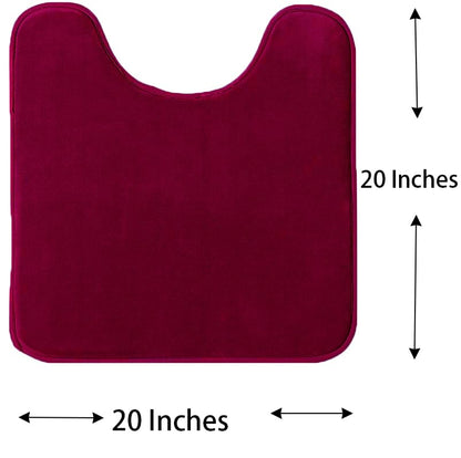 Madeals Velvet Toilet Lid Cover and Tank Lid Cover with Toilet Mat Memory Foam 3 Piece Toilet Contour Mat Set Burgundy - color: Burgundy