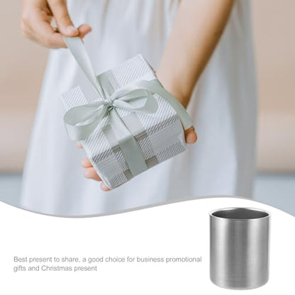 DOITOOL Toothbrush Holder for Bathroom, 304 Stainless Steel Toothbrush Tumbler Cup Water Cup Beverages Beer Cup for Home Party Travel (Silver, 300ml)