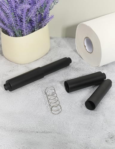Toilet Paper Holder Roller Replacement, 2Pcs 6.5inch Plastic Toilet Paper Spring Rod Toilet Tissue Holder Replacement Spindle Replacement Rod fits Extra Large Bathroom Tissue Rolls (Black) - color: Black+0.59in