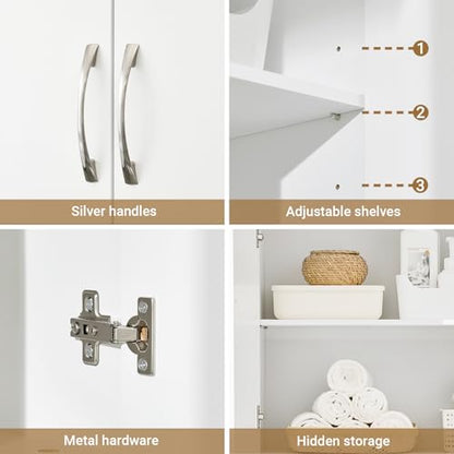 Over Toilet Wall Mount Bathroom Cabinet, Wall Size, White | Wall-Mounted Over-Toilet Cabinet With Adjustable Shelf, Multi-Use Bathroom & Laundry Storage, HUS-BZR200 - color: White2