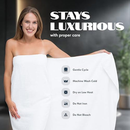White Classic Luxury Bath Sheets Towels for Adults Extra Large 35x70 Inch - 700 GSM Turkish Cotton, Highly Absorbent | Hotel Collection | 2 Pack - color: 01: White