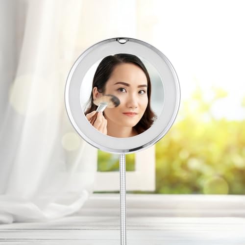 10X Magnifying LED Lighted Makeup Mirror 7-Inch Bathroom Vanity Mirror with Suction Cup for Cosmetic Application and Personal Grooming