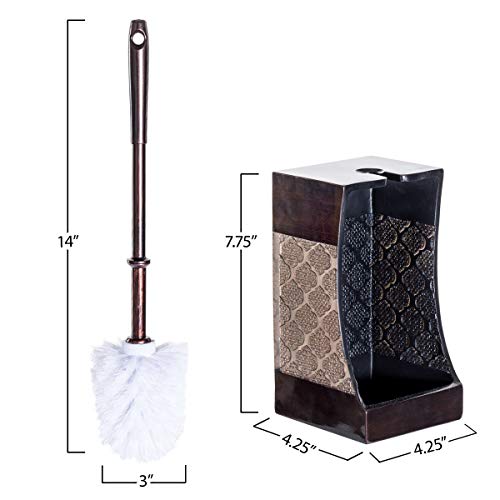 Dahlia Brown Toilet Brush with Holder Set - Bathroom Toilet Bowl Brush and Holder - Decorative Toilet Cleaner Brush - Good Grip Toilet Bowl Scrubber - color: Light Brown/ Dark Brown
