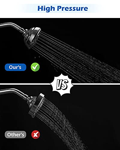 High Pressure Shower Head VMASSTONE 4.7" Rain Fixed Showerhead 7-Spray Setting with Adjustable Brass Swivel Ball Joint - Excellent Replacement for Your Bath Shower Head (FM-001 Matte Black) - color: Matte Black