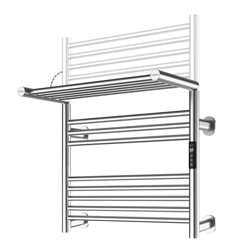 Heated Towel Rack Foldable Smart Dual-Zone APP No-Drill Brushed CA3 - color: Brushed, size: Ultra-13Bar H27.56 x W21.65