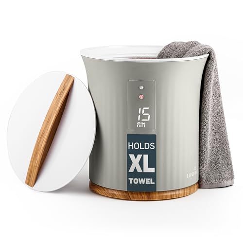 Live Fine Towel Warmer | Bucket Style Luxury Heater with LED Display, Adjustable Timer, Auto Shut-Off | Fits 40” x 70” Oversized Towel - color: Grey