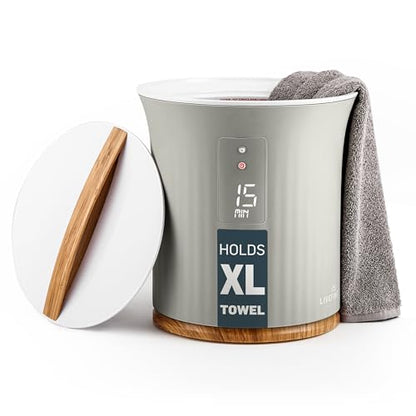 Live Fine Towel Warmer | Bucket Style Luxury Heater with LED Display, Adjustable Timer, Auto Shut-Off | Fits 40” x 70” Oversized Towel - color: Grey