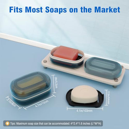 AIMAIAIMAI Travel Soap Container, Travel Soap Box with Removable Draining Layer for Camping, Gym (Blue Style A) - color: Blue Style a