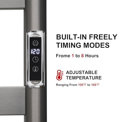 Heated Wall Mounted Electric Towel Warmer Rack,Timer & Temperature Control, 8 Bar Stainless Steel Towel Heater for Bathroom (Gunmetal Grey, 8 Bars) - color: Gunmetal Grey, size: 8 Bars
