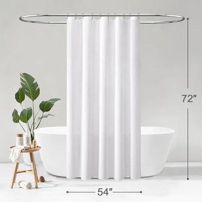 Stall Waffle Weave Shower Curtain Heavyweight Cotton Fabric White 54Wx72L | Soft Cotton Cloth,3D Square Truely Waffle,Washable, Hotel Luxury Spa, Shower Curtains for Narrow Bathroom 12 Plastic Hooks - color: White, size: Stall 54"W x 72"L