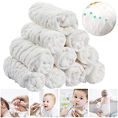 Baby Muslin Washcloths Baby Towels and Washcloths for Face Newborn Essentials Registry Baby Muslin Burp Cloths and Wash Cloths for Sensitive Skin 10 Pack 10x10 Inches - color: 10-pcs (White)