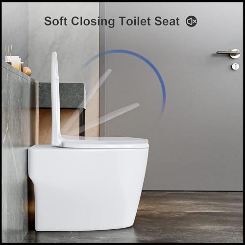 Soft Close Toilet Seat - White, Quick Release for Easy Cleaning, Comfortable & - size: 34.5*43cm
