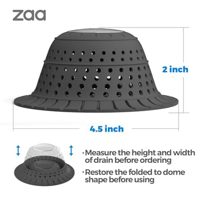 Bathtub Drain Strainer Silicone Bathroom Stopper Fixture Accessories | Gray Black 2-Pack Collapsible Shower Drain Hair Catcher for Pop Up Tubs, Traps Hair Before Clogs, Easy To Clean - color: Gray Black