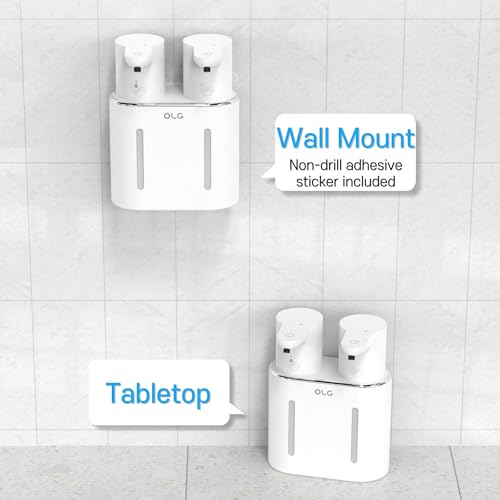 OLG Touchless Soap Dispenser - Automatic Hand - Dual Tank - 27 fl oz - Dish Detergent - Kitchen Bathroom - Foam and Liquid