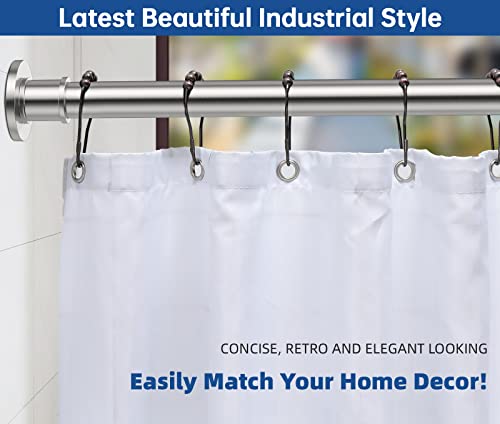 BRIOFOX Industrial Shower Curtain Rod - Rustproof Non-Slip Long Tension Shower Rod 54-90 Inch 304 Stainless Steel Tension Curtain Rod, Brushed Nickel - color: Brushed Nickel, size: 54-90 Inch