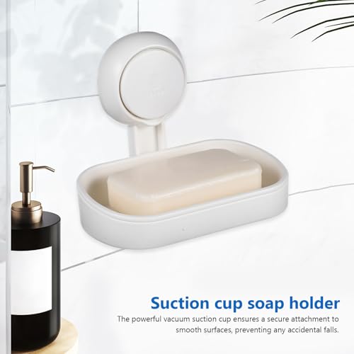 BESPORTBLE Self-draining Double Soap Dish with Strong Suction Cup for Shower Wall Mount Multi-Functional Soap Holder Tray with Efficient Water Drainage Easy Install Bathroom Organizer
